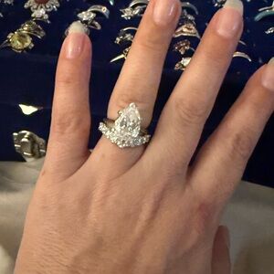 5 CT 10k WG Moissanite Solitaire with 1.50 ct moissanite eternity band 10k WG